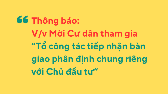 TB Mời Cư dân tham gia Tổ công tác Tiếp nhận bàn giao